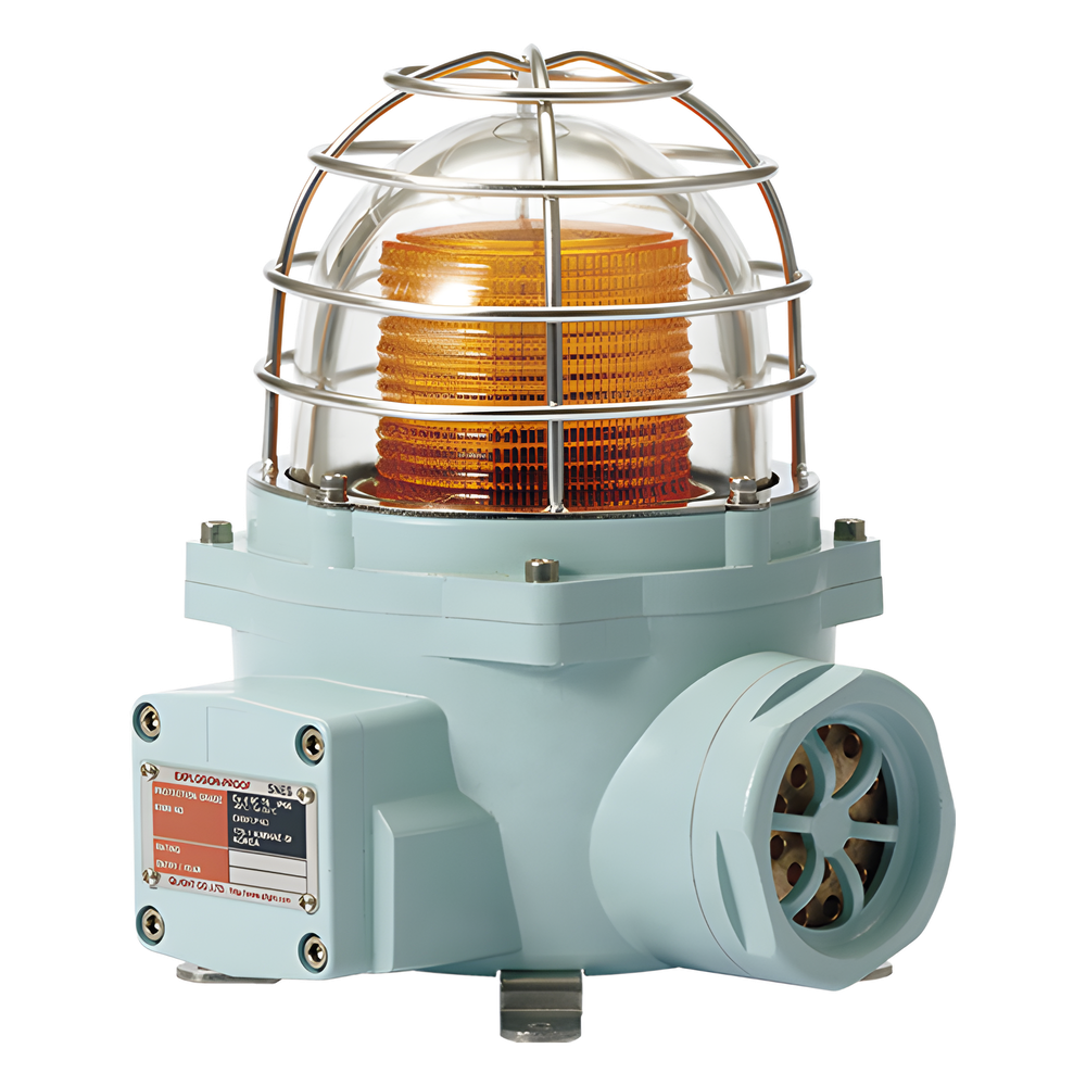 Señal Luminosa Giratoria Antiexplosión con Sirena / LED / Bombilla / Xenón / Ex db IIC T6 Gb / IP66 / Zonas 1 y 2 / Aluminio y Acero Inoxidable / 105 dB