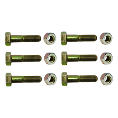 Paquete de 6 Tornillos Grado 5 con Tuercas Tropicalizadas de 3/8" x 2".