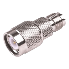 Adaptador en Línea de Conector Mini-UHF Hembra a TNC Macho, Níquel/ Oro/ Teflón.
