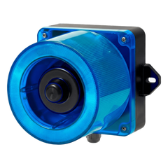 Combinacion de baliza LED color Azul y sirena electrónica de 31 tonos resistente a la intemperie de volumen máx. 123 dB a 12-24 VCD