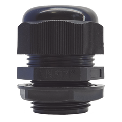 Conector Plástico Negro Tipo Glándula para Rosca NPT 1"