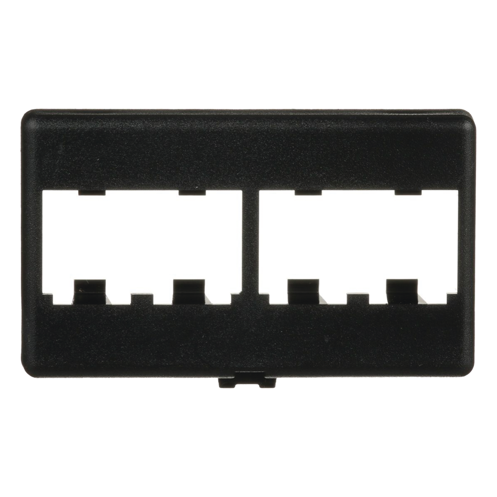 Placa de Mobiliario Modular Estándar, Salidas Para 4 Puertos Mini-Com, Color Negro