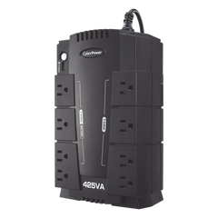 UPS de 425 VA/255 W, Topología Standby, Entrada 120 Vca NEMA 5-15P, Tipo Gabinete Compacto, Con 8 Tomas NEMA 5-15R