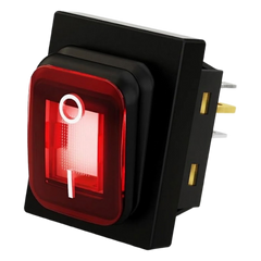 Interruptor tipo Switch con Led Color Rojo / IP65 / Diseño Industrial / NO, COM, NC / Terminales tipo F1