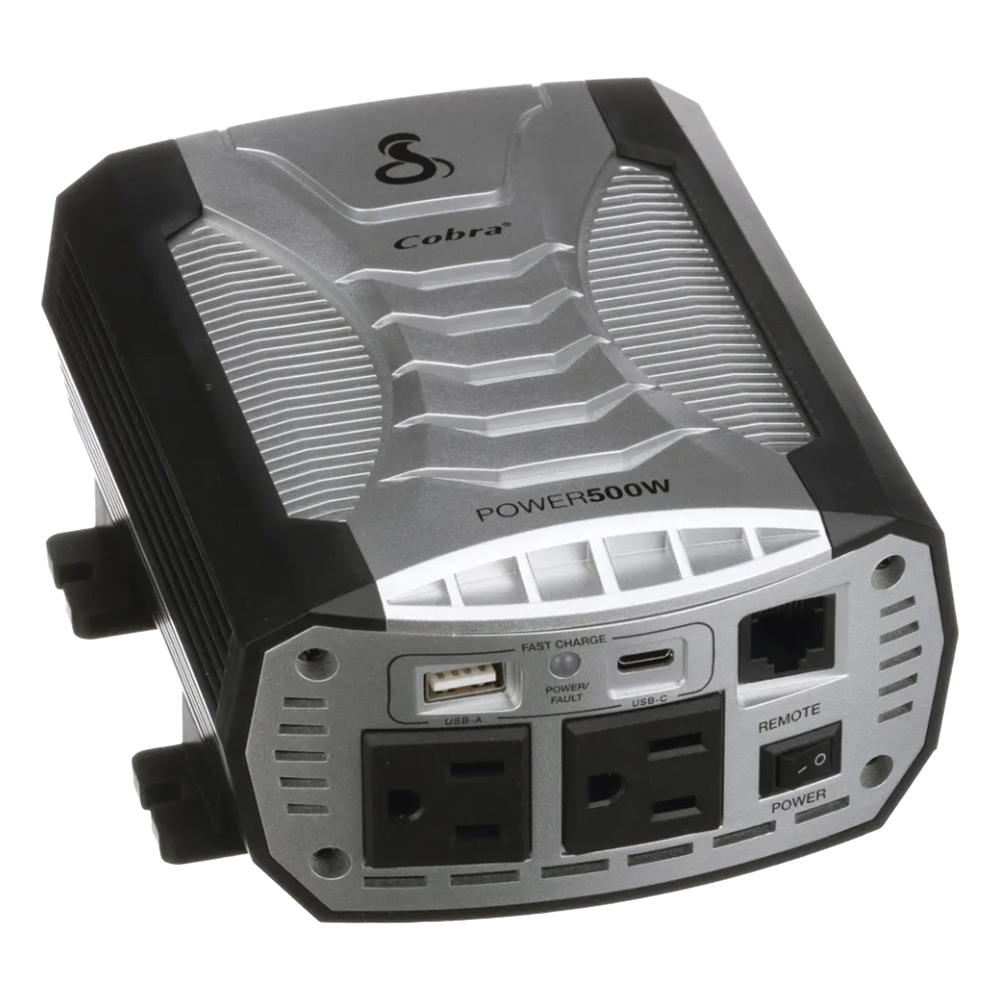 Inversor de Potencia / 500W Continuos / 1000W Pico / 2 Salidas AC GFCI / USB-A y USB-C Carga Rápida / Protección Pentagon / 12V DC a 115V AC