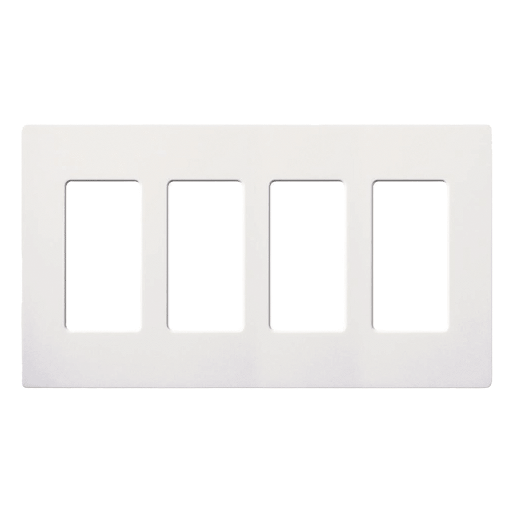 Placa de pared de 4 espacios sin tornillos, acabado satinado color Snow, para atenuadores e interruptores Maestro, Diva, Skylark y controles Pico