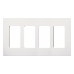 Placa de pared de 4 espacios sin tornillos, acabado satinado color Snow, para atenuadores e interruptores Maestro, Diva, Skylark y controles Pico