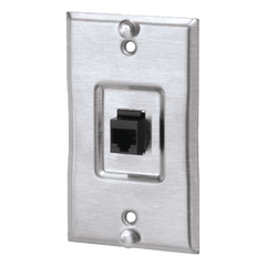 Placa de Pared Telefónica, Salida de 1 Puerto Keystone, Con Jack Cat5e Estilo TP, de Acero Inoxidable