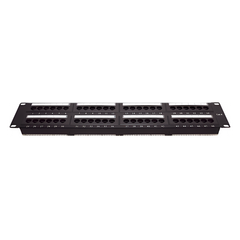 Panel de Parcheo de Impacto (110) UTP de 48 Puertos Cat6, 19 Pulgadas (48.26 cm), 2U, con Barra para Organizar Cable