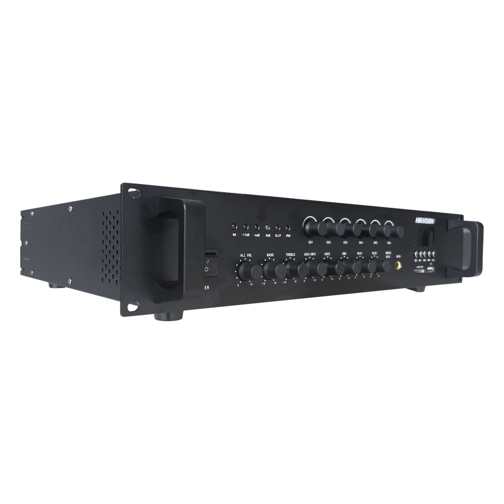 Amplificador de Audio | Bluetooth | 240 W | 6 Zonas con Control de Volumen Independiente | 70/ 100V COM | Montaje en Rack | Voceo y Musica Ambiental