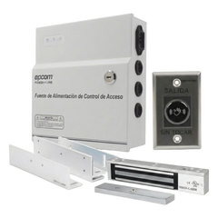 Kit para Control de Acceso Incluye Fuente de 12VCD / Soporta Batería de Respaldo/ Chapa Magnética de 600Lbs / Montajes L y Z / Botón de salida  / Certificación UL y ETL