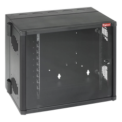 Gabinete AccessPlus de 12 UR Montaje en Pared de 19in, Rieles Numerados y Roscados #10-32, Puerta con Ventana de Seguridad, 700 mm de Ancho, 637 mm de Profundidad, Color Negro