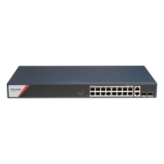Switch Gigabit PoE+ / Administrable / 16 Puertos 1000 Mbps PoE+ (4 Puertos PoE++ 90 W) / 2 Puertos 1000 Mbps de Uplink / 2 Puertos SFP / Configuración Nube Hik-PartnerPro / Modo Extendido hasta 300 Metros / 230 W