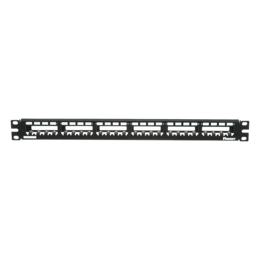 Panel de Parcheo Modular Mini-Com (Sin Conectores), Plano, Totalmente Blindado, de 24 Puertos, 1UR