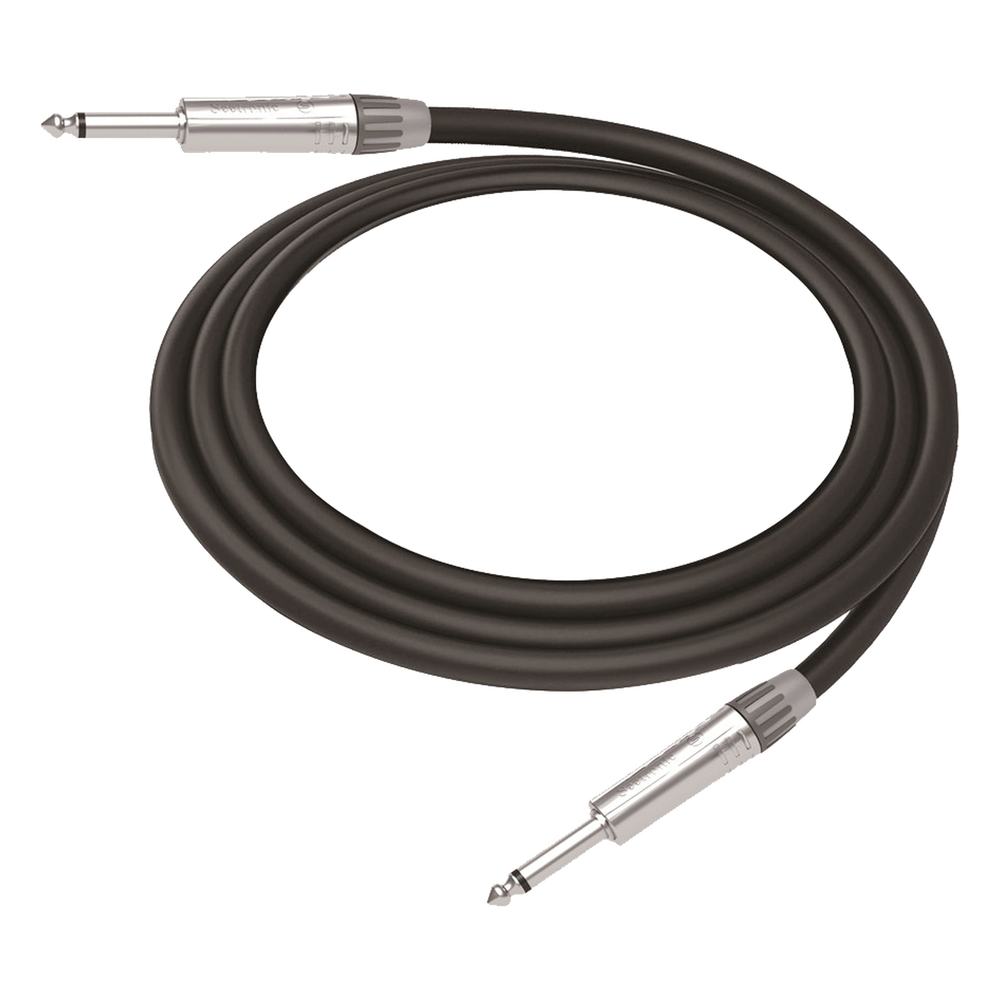 Cable de Audio | Plug 1/4 in a Plug 1/4 in Mono | Carcasa Cromada | Conectores Seetronic | Ideal para Instrumentos | Longitud 3m