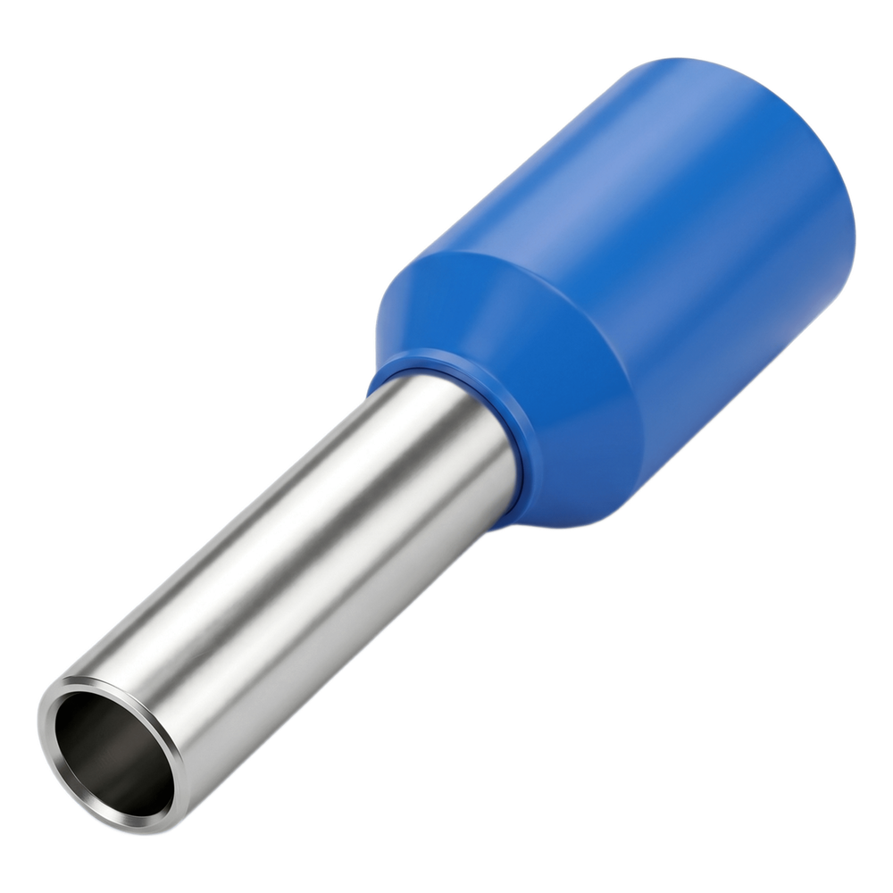 Conector Ferrule | 14AWG | 2.5mm²  | Conductor Latón Estañado  | Aislamiento PVC Azúl | 25 Piezas por Bolsa
