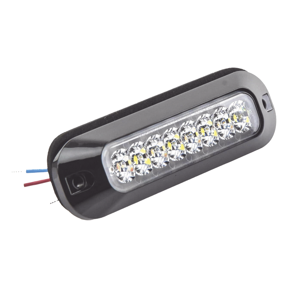 Luz Auxiliar de 8 LED, Rojo/Blanco, Lente Transparente