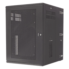 Gabinete PanZone de Montaje en Pared, de 19in, Puerta Ventilada, 18 UR, 762mm de Profundidad, Color Negro