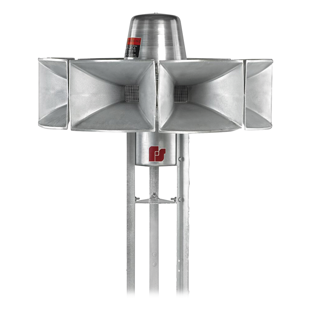Sirena Electromecánica Eclipse8 / Omnidireccional 360° / 115 dBc a 30.5 m (100 ft) / 3 Señales de Alerta / Alimentación DC 46V / 255 lb (116 kg) / Aluminio 100%