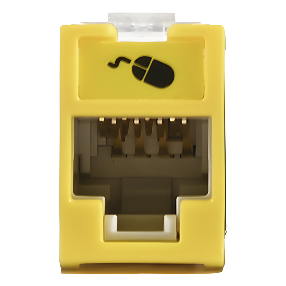 Jack Ultramax Cat6, UTP, Montaje Híbrido en Placa de Pared (Plano y Angulado), Color Amarillo, Punch Down