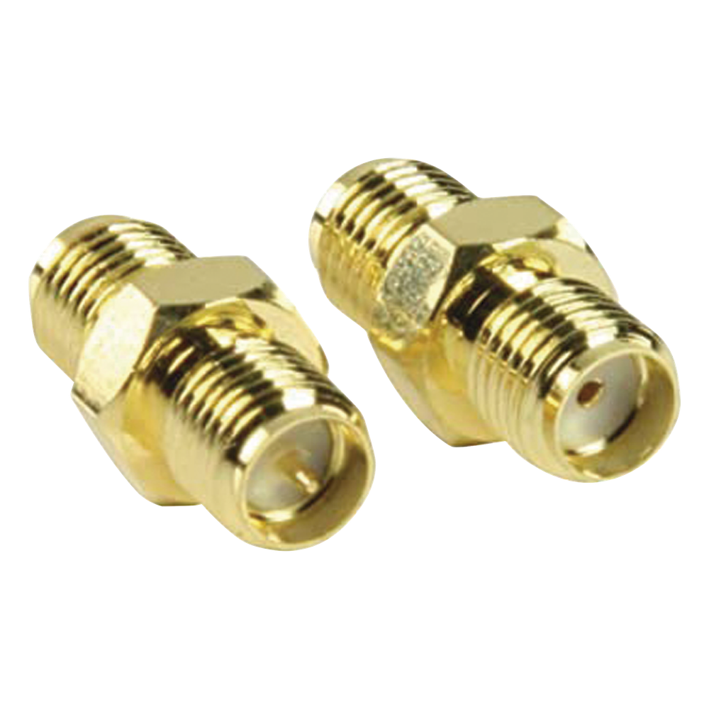 Adaptador en Línea de Conector SMA Hembra Inverso a SMA Hembra, Oro/ Oro/ Teflón,