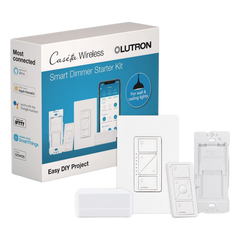Kit de inicio Caseta Wireless con hub Smart Bridge, atenuador de pared, control Pico y placa Claro para controlar la iluminación desde la app Lutron