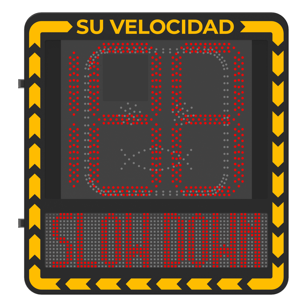 Radar Medidor de Velocidad / Pantalla LED / Detección en Tiempo Real / Rango de Detección de 100 Mts / Hasta 32 Objetivos Detectados / IP66 / Ethernet