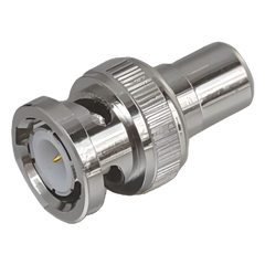 Adaptador en Línea para 75 Ohm, de Conector BNC Macho a RCA Hembra en Aplicaciones de Audio-Video para Cámaras, Monitores y DVR's.