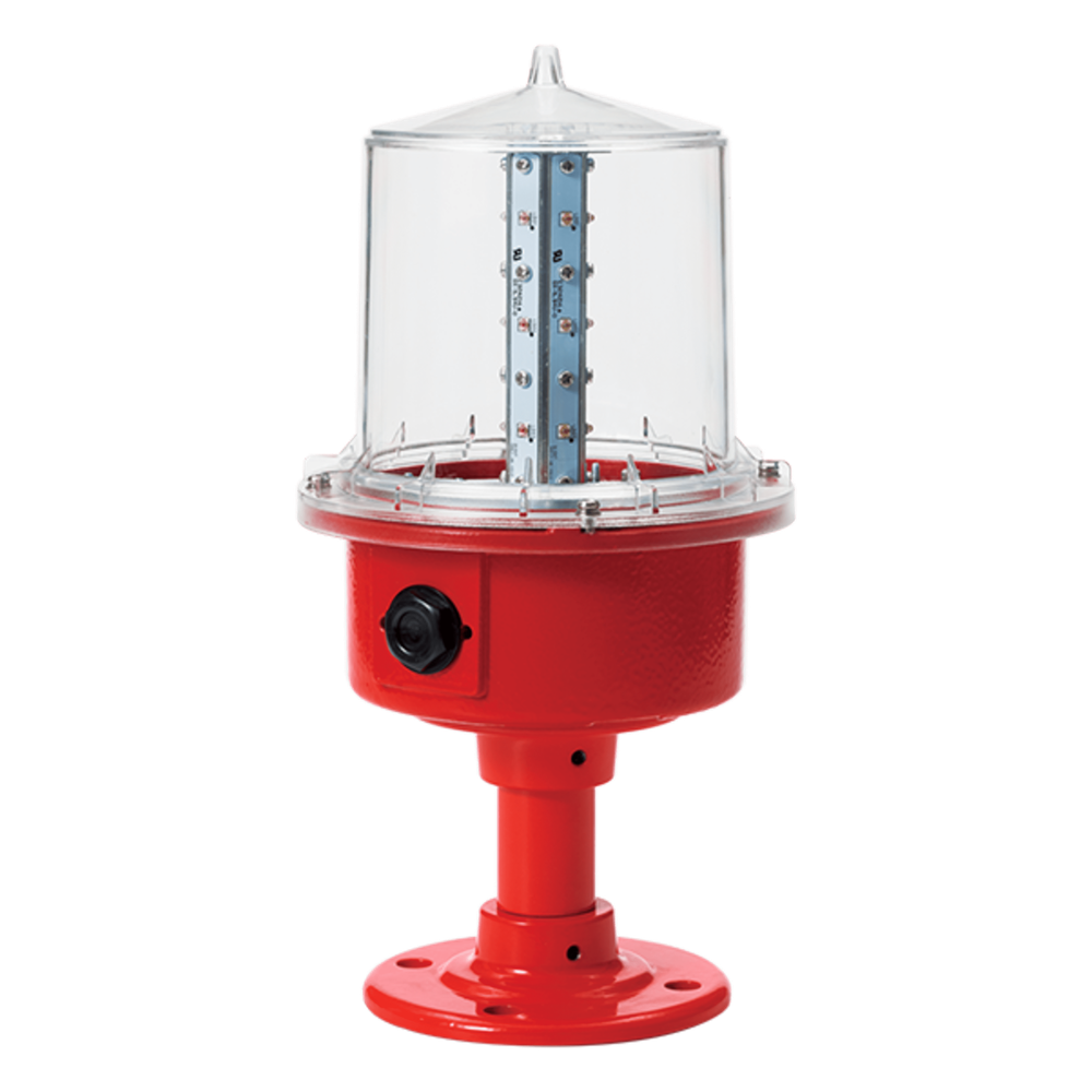 Luz de Obstrucción 110 VCA con Poste, de Aviación LED de Baja Intensidad (Tipo B), Certificación ICAO, Protección IP66 y Alta Durabilidad para Torres y Estructuras