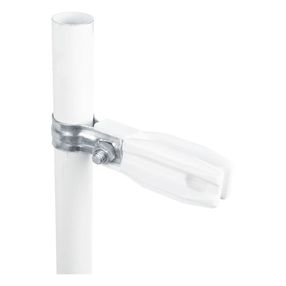 Aislador de Paso o Esquina Blanco con Abrazadera / 33-38 mm / Resina Virgen 100% / Anti-Arqueo / Tubería de Malla Ciclónica