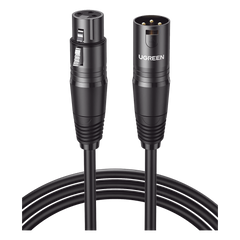 Cable para Micrófono XLR Tipo Canon Macho a Hembra / 10 Metros / Plug & Play / Antiinterferencias / Triple Blindaje / Alta Calidad / Color Negro