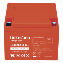 Batería de respaldo 12 V|  26 Ah | AGM | Certificada UL94-V0 Retardante a la Flama | Especial para Seguridad Electrónica | UPS | Sistemas de Emergencia | Vida útil 5 años | Terminales T1