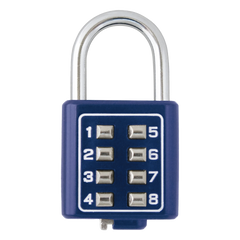 Candado Digital de Combinación M35 / No Requiere Llave / Combinación única integrada por 4 dígitos / Color Azul.
