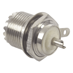 Conector UHF Hembra (SO-239) en Línea, Montaje Frontal en D Plano, Níquel/ Plata/ Teflón.