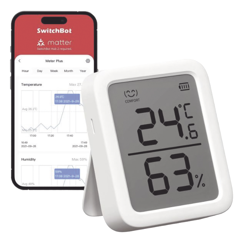 Medidor de temperatura y humedad Datos en pantalla / inalámbrico BLUETOOTH compatible con HUB SwitchBot
