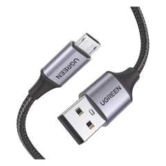 Cable USB-A a Micro USB | 1 Metro (3.28 Pies) | Carga Rápida | QC 3.0/2.0 | FPC | AFC | Transferencia de Datos de 480 Mbps | Recarga hasta 18W | Protección Integrada | Caja de Aluminio | Nylon Trenzado | Color Negro