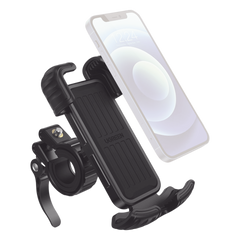 Soporte de Celular para Manillar de Motocicleta o Bicicleta / Anti Vibración / Protección de clip Antideslizante / Rotación de 360° / Bloqueo de Seguridad / Compatible con manillar de 0.6'' a 1.75'' / Soporta dispositivos de 4.6''