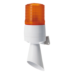 Luz LED con patrones de destello fijo y destellante con buzzer incorporado de alto volumen Máx. 95 dB color Ámbar 24 VCD