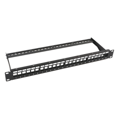 Patch Panel Modular sin Blindaje de 24 Puertos, 1U, con Barra para Organizar Cable