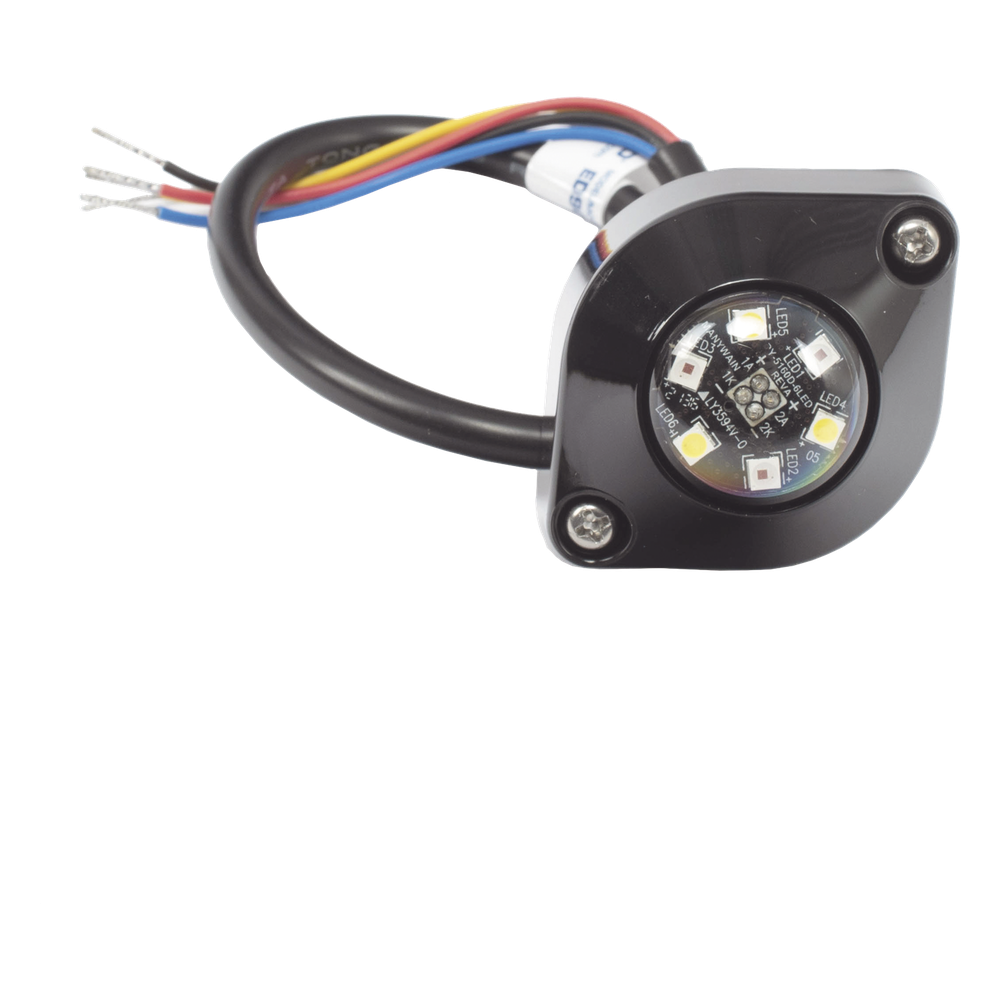 Estrobo Oculto de 6 LED, Ambar/Blanco, Lente Transparente, Bisel Negro
