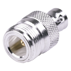 Adaptador en Línea, de Conector N Hembra a BNC Hembra, Plata/ Oro/ Teflón.