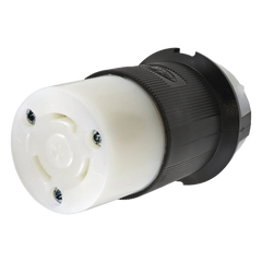 Conector Industrial con Bloqueo de Media Vuelta / 30 A 125 V CA / 2 Polos 3 Hilos / Color Blanco y Negro / Nema L5-30R.