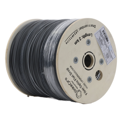 Carrete de 2 km de Fibra Óptica Drop Plana, Interior/Exterior G.657A2 Monomodo de 2 Hilos (Bifibra), Dieléctrica, Forro Negro, (No Soporta Conectores Mecánicos)