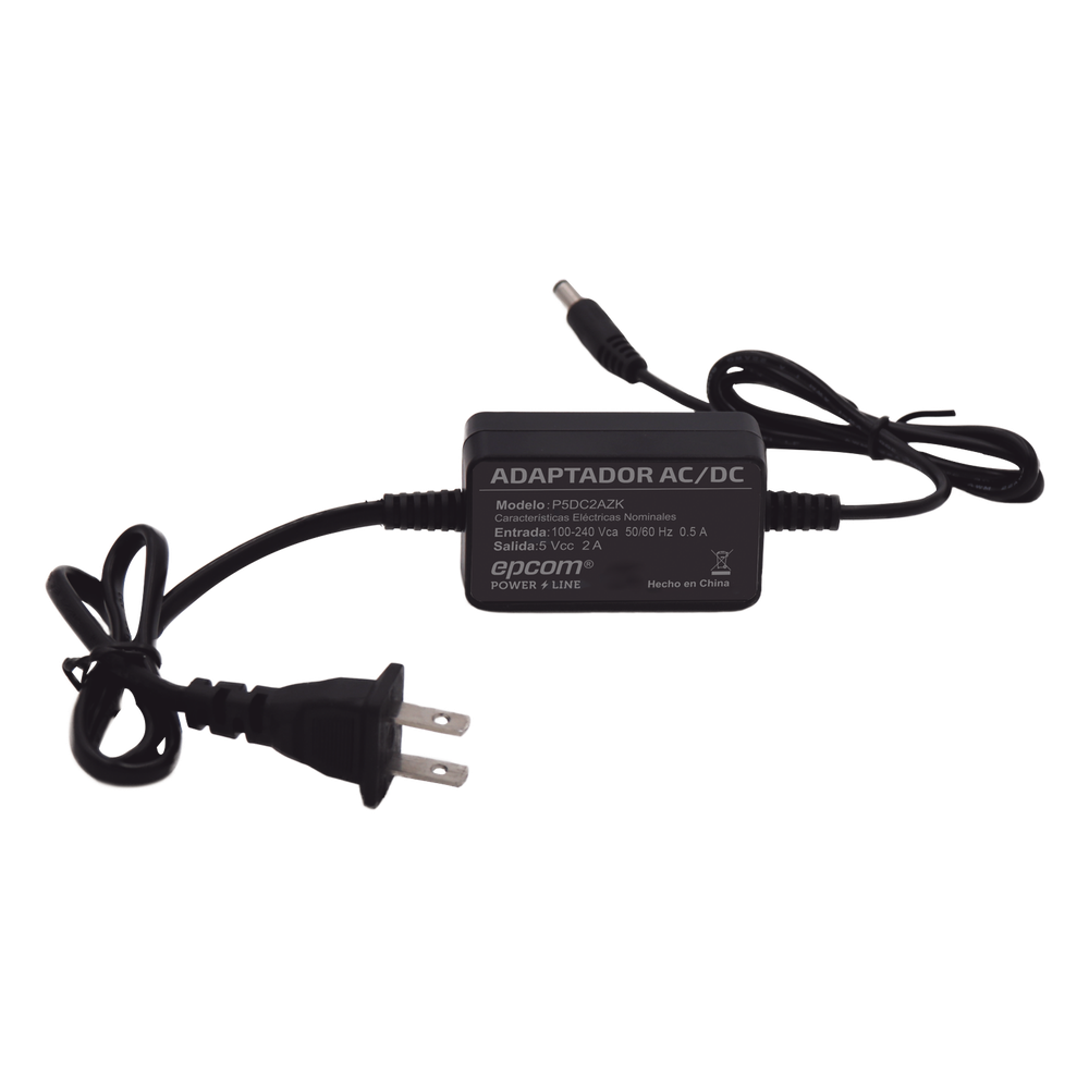 Adaptador 5 Vcc / 2A / UL / Voltaje de Entrada de 100-240 Vca / Para uso, solo en lectores biométricos de 5 Vcc de la marca ZK