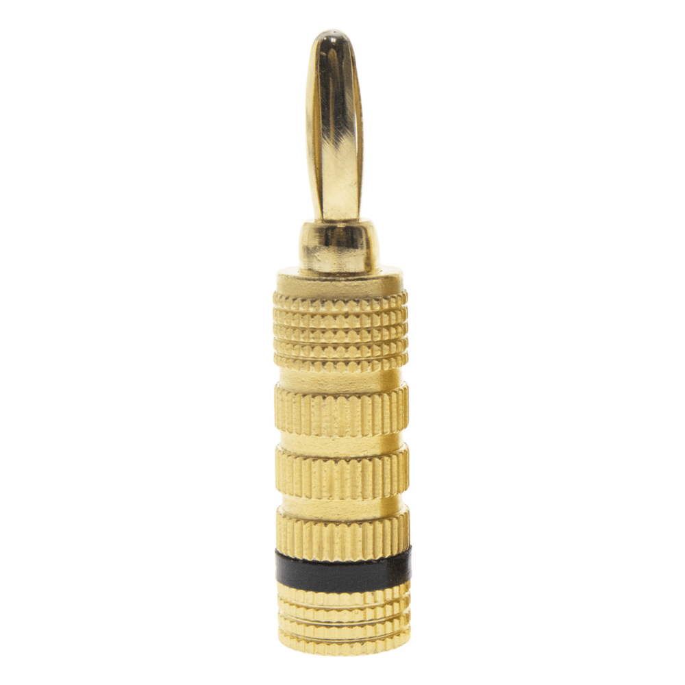 Conector Banana Tipo Tornillo para Bocinas | Instalaciones Profesionales de Audio | Chapado en Oro | Color Negro (1 Pieza)