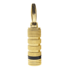 Conector Banana Tipo Tornillo para Bocinas | Instalaciones Profesionales de Audio | Chapado en Oro | Color Negro (1 Pieza)
