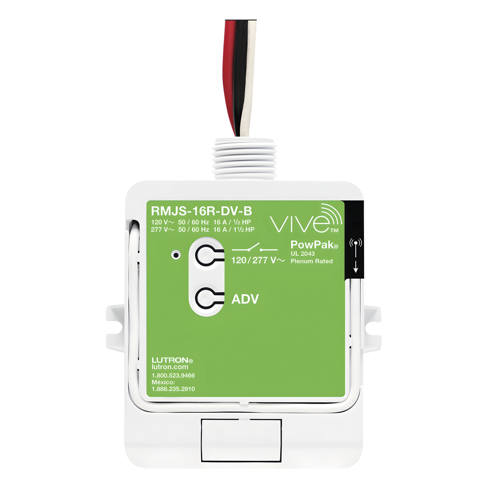 Módulo de relevador inalámbrico PowPak con Softswitch para cargas de iluminación de propósito general, 16 A, 120/277 V, Clear Connect RF, compatible con hub Vive