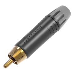 Conector Macho RCA | Carcasa Enchapada en Negro | Contacto Enchapado en Oro | Cable OD 3.5-6.5mm