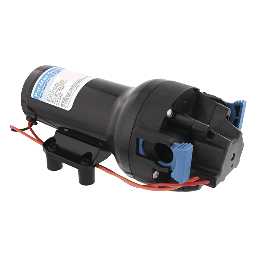 Bomba controlada por presión Par Max 6 para trabajo pesado a 24 Vcd, caudal de 6 GPM, presión máxima 40 psi, para manguera de entrada con orificio de 38 mm (1½”), manguera de descarga con orificio de 25 mm (1”)