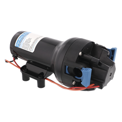 Bomba controlada por presión Par Max 6 para trabajo pesado a 24 Vcd, caudal de 6 GPM, presión máxima 40 psi, para manguera de entrada con orificio de 38 mm (1½”), manguera de descarga con orificio de 25 mm (1”)
